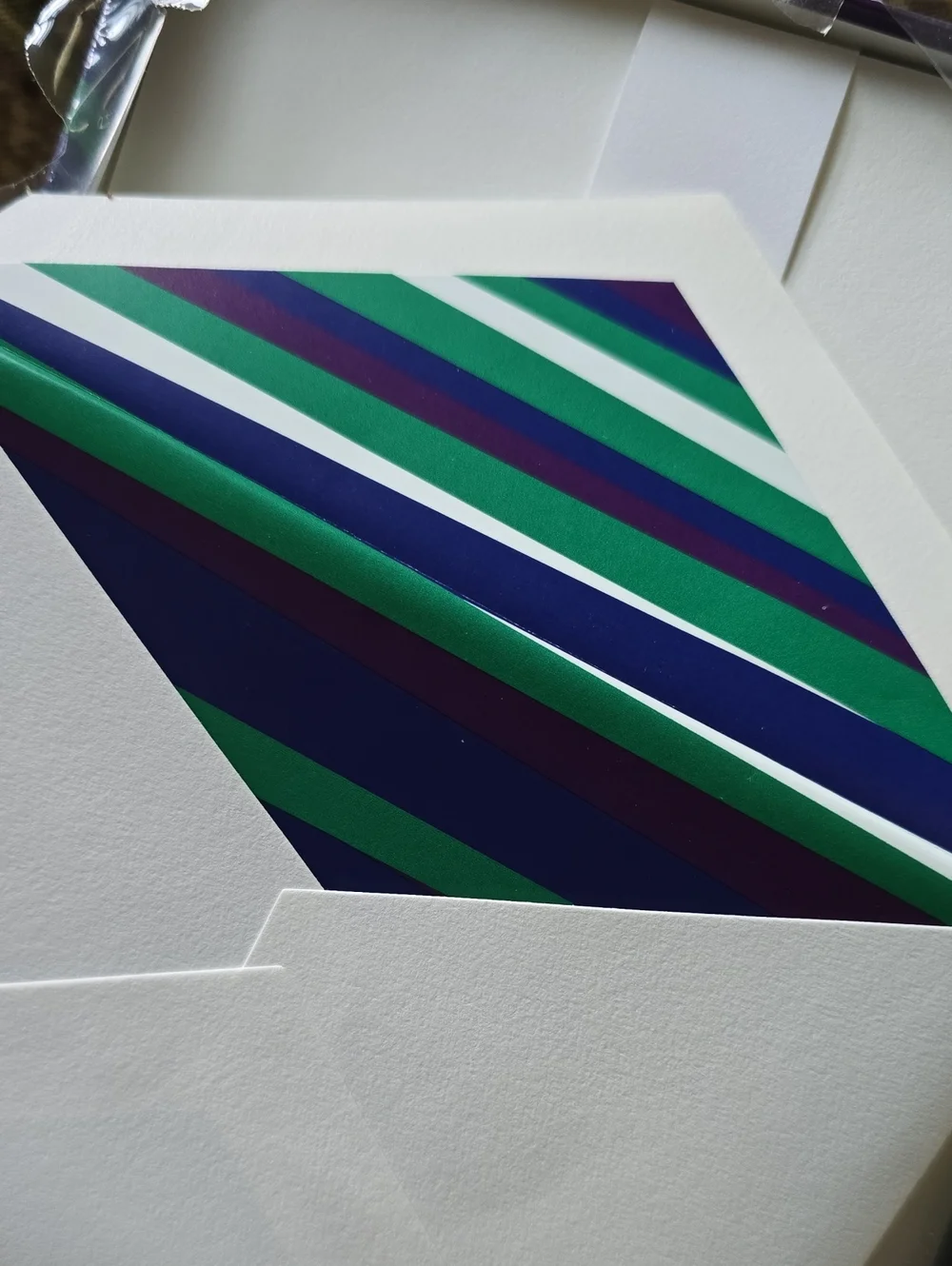 Papyrus Crane & Co. Striped Stationery Gift Box - Green, Blue Card Envelope Set